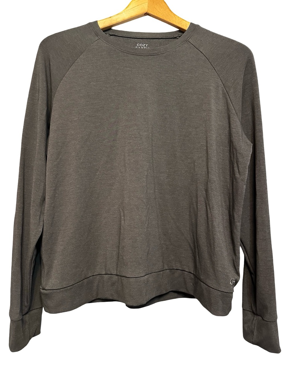 Cozy Earth Charcoal Gray Brushed Viscose Made from Bamboo Pullover Crew SZ Large